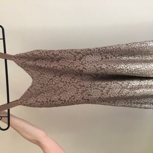 Free People nude/gold ombré lace mini dress